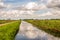 Clouds reflected in the smooth water surface of a ditch