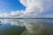 Clouds reflected in the wetlands of Don Edwards Wildlife Refuge, south San Francisco bay, Alviso, San Jose, California