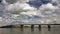 Clouds Roll Fast Past Pioneer Memorial Bridge and the Columbia River Kennewick Washington