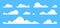 Clouds set isolated on a blue background. Simple cute cartoon design. Icon or logo collection. Realistic elements. Flat style