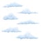 Clouds set vector illustration in realism, isolated on white background, blue and pink color