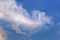 Clouds in the shape of a dragon. Blue background and abstract pattern of nature on a sunny day.