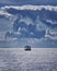 Clouds in the sky over the Baltic Sea with boat