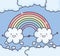 Clouds sky with rainbow weather kawaii characters