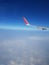 Clouds, sky and wing aeroplane