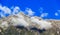 Clouds in the snowy mountains near Manali in Himalayas.