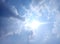 Clouds and sun during the day against a background of blue sky