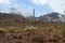 Clouds swirl around hills and saguaro near Picacho Peak Arizona