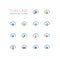 Clouds with Symbols - modern vector single thin line icons set