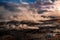 Clouds of water vapor smelling sulfur sprouts in the Hverir volcanic area, Iceland