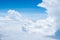 Cloudscape amazing Giant white cumulonimbus clouds against the background of the bright blue sky in tropical summer