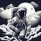 Cloudscape Cosmonaut Isolated Astronaut Vector Illustration