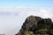 Cloudscape. Mountain range and peaks covered in clouds, fog and mist on Madeira Island , Portugal