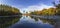 Cloudscape and skyline urban cityscape reflection at Osaka Park, Japan