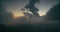 Cloudscape timelapse at sunset on mountain travel shot over cumulonimbus clouds