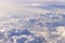 Cloudscape view from the window of an airplane