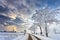 Cloudscape in a white winter landscape