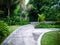 Cloudy Atmosphere In The Garden With Curved Garden Pathway Landscape