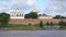 Cloudy August day at the Kremlin walls of Veliky Novgorod. Russia