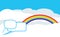 Cloudy background with rainbow and speech bubbles