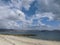 Cloudy beach landscape in the town of Cangas located in Galicia