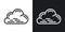 Cloudy, cloudiness or overcast icon for weather forecast application or widget. Cloud closeup. Two-tone version on black