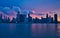 Cloudy, colorful sunset over the City of Chicago skyline during summer