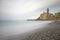 Cloudy day at the beach in the city of Camogli. North Italy