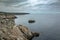 Cloudy day over Cornwall rocky coast England