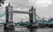 Cloudy day to see the Tower Bridge black and white, London, England.