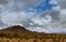 cloudy desert landscape cactus on the mountain