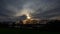 Cloudy dusk sky above Lednica lake. Landscape after sunset.