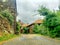 Cloudy grey sky in a French Ardeche village