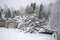 Cloudy January day in marble canyon. Mountain Park Ruskeala, Karelia