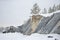 A cloudy January day in the rocks Italian marble quarry. Ruskeala