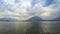 Cloudy landscape of Como Lake. Varenna town, Italy