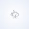 Cloudy night, thunderstorm, rain and wind, vector best gray line icon