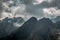 Cloudy peaks of mountains, view from Kasprowy Wierch to ï¿½winica