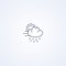 Cloudy, rain and wind, vector best gray line icon