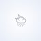 Cloudy and raining night, vector best gray line icon