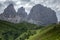 Cloudy and rainy day in Italian Dolomites Alps. Beautiful mauntain landscape. South Tyrol. Italy