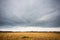 Cloudy skies over empty fields