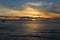 Cloudy skies and sunset over Oregon Coast Pacific ocean rocky outcrops