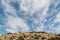 Cloudy sky above typical Cyprus landscape, Ayia Napa region