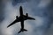 Cloudy sky and airliner silhouette