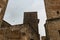 Cloudy sky behind Torre de Sande in the old town of Caceres.