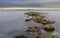 Cloudy sky and calm sea at sunset time, Rosas bay , Costa Brava, Spain