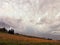 Cloudy Sky, Dark Clouds, Close Storm Over Mountain Hill.