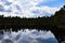 Cloudy sky in the mossy lake.