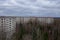 Cloudy sky over abandoned residential buildings in Pripyat